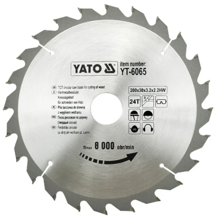 YATO DISKINIS PJŪKLAS SU KARBIDO DANTIMIS 200*24*30 6065