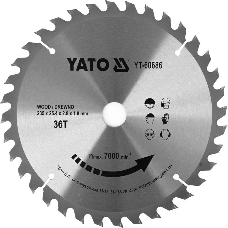 YATO DISKINIS PJŪKLO DISKAS SU KARBIDO DANTIMIS 235*36*25,4 60686
