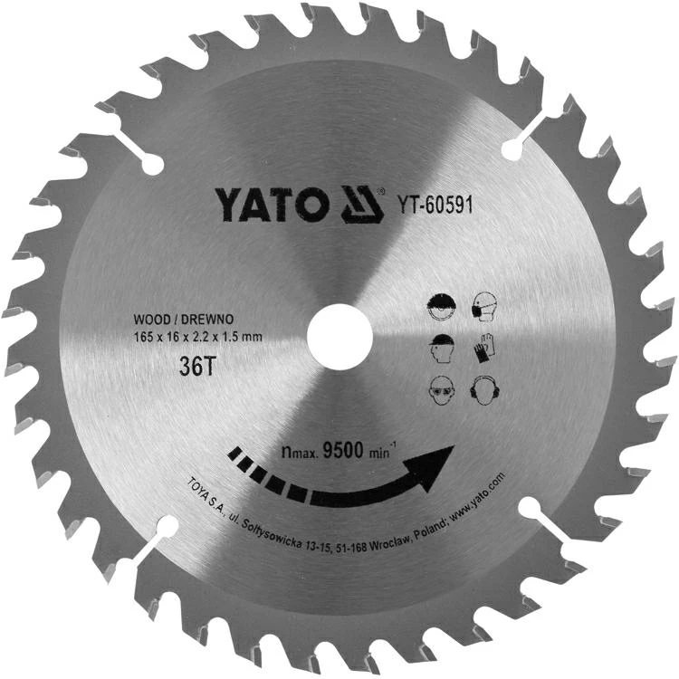 YATO DISKINIS PJŪKLO DISKAS SU KARBIDO DANTIMIS 165*36*16 60591