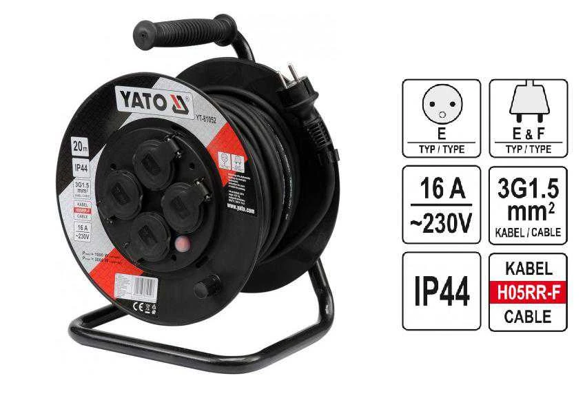Ilgiklis vyniojamas ant ritės Yato YT-81052; 20 m; 3x1,5 mm²