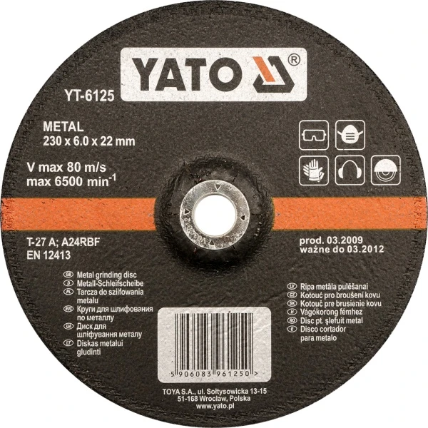 Metalo šlifavimo diskas Yato YT-6124 - 125x6mm
