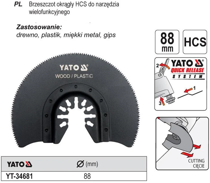 YATO APVALINĖ PJŪKLĖ DAUGIAFUNKCINIAM ĮRANKIUI HCS 34681