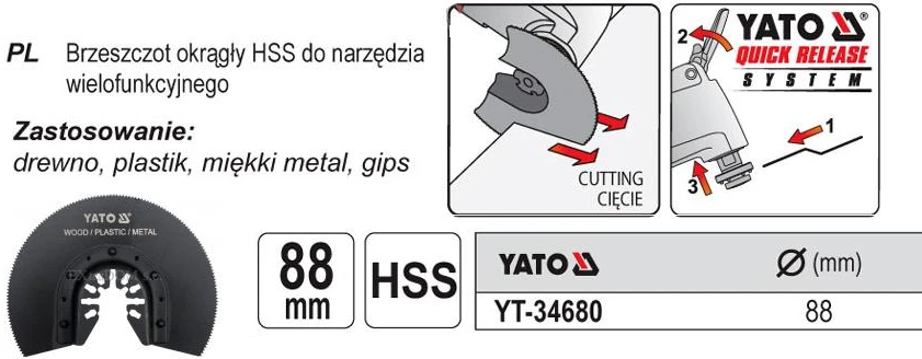 YATO APVALINĖ PJŪKLĖ DAUGIAFUNKCINIAM ĮRANKIUI HSS 34680