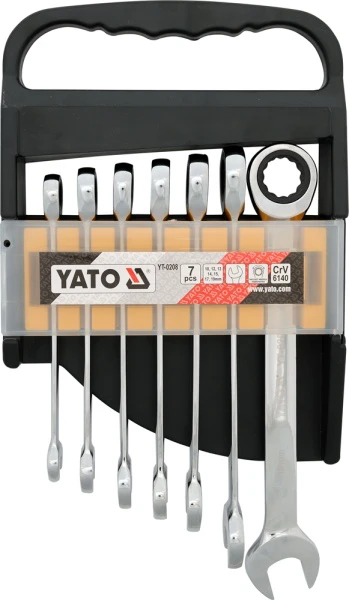 YATO kombinuotų terkšlinių raktų rinkinys 7vnt 10-19mm YT-0208