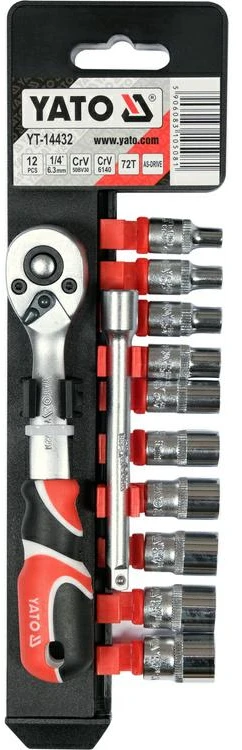Galvučių komplektas Yato YT-14432; 1/4''; 12 vnt.