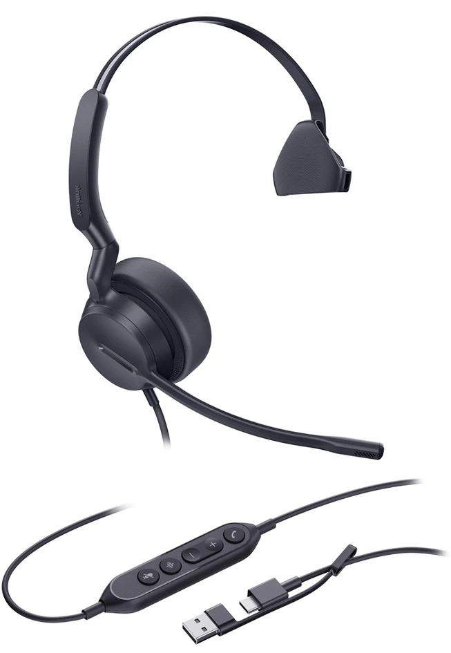 Yealink UH42 Mono UC USB-C/A Laisvų rankų įranga Vielinis Su lankeliu Skambučiai / muzika USB Type-C / USB Type-A Juoda