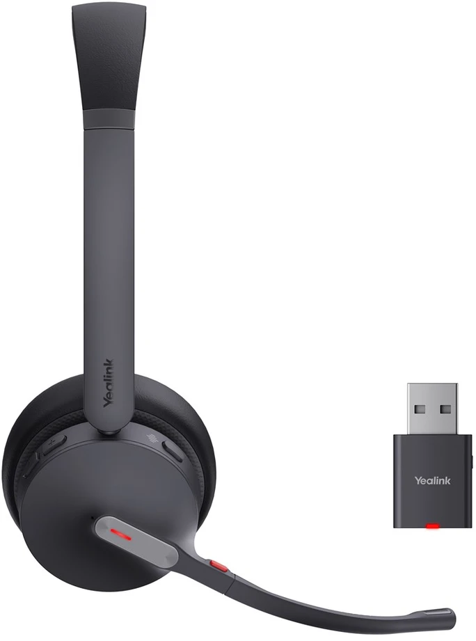 Ausinės Yealink WH64 Hybrid Dual Teams Laisvų rankų įranga Bevielis Su lankeliu Biuras / skambučių centras Mikro USB Bluetooth Įkrovimo stovas Juoda