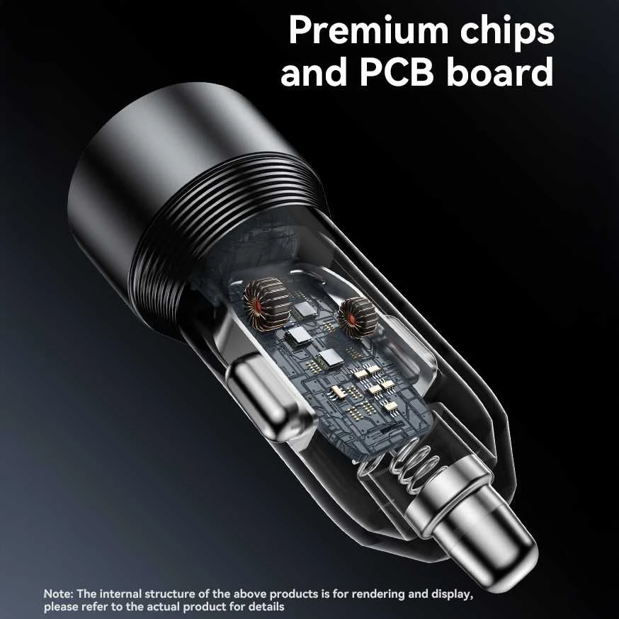 Yesido automobilinis įkroviklis Y64 - USB + Type C - 20W + PD 30W juodos spalvos