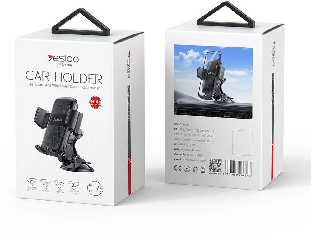 Yesido automobilinis telefono laikiklis C175 to windshield juodos spalvos