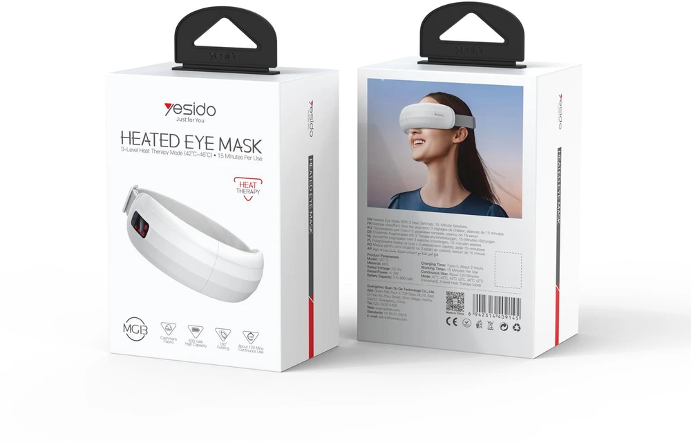 Yesido funkcionalus akių masažuoklis MG13 baltas 600mAh 15 minučių seansai