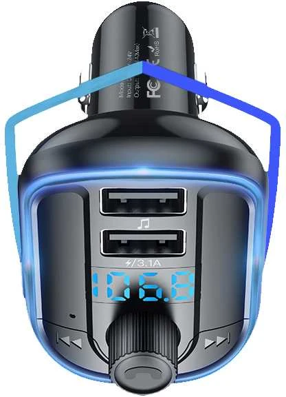 FM Moduliatorius Yesido Y44 2 x USB Micro SD 3,1A