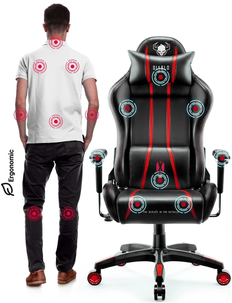Žaidimų kėdė Diablo X-One 2.0 Gaming Chair King, Juodos/raudonos spalvos