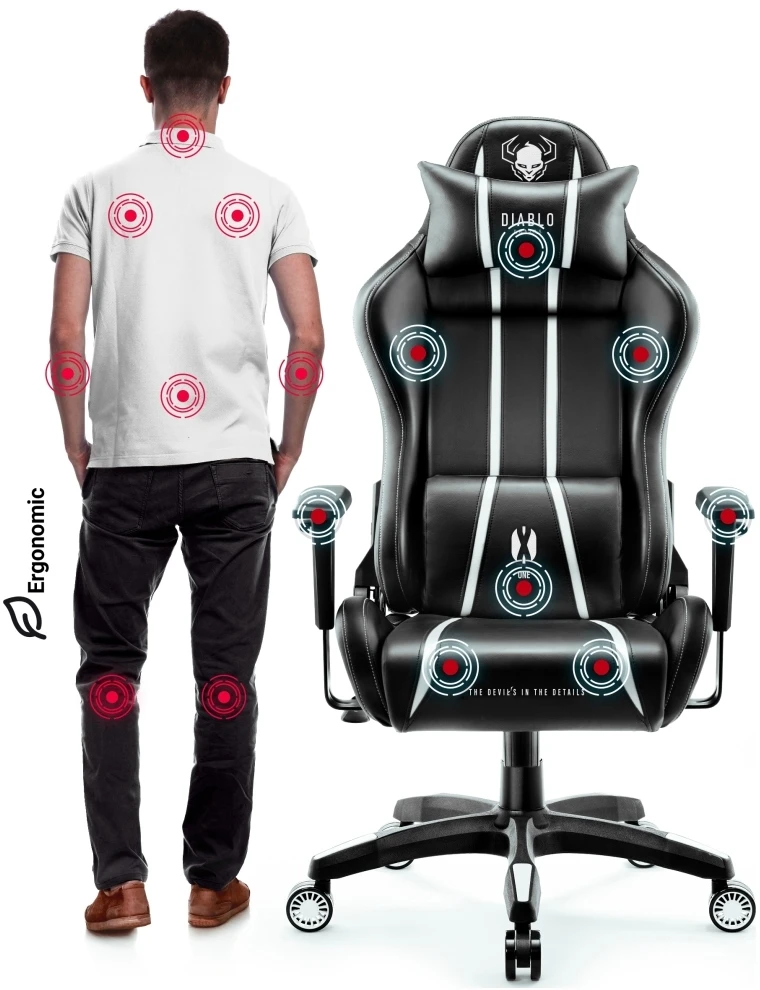 Žaidimų kėdė Diablo X-One 2.0 Gaming Chair Normal, Juodos/ baltos spalvos