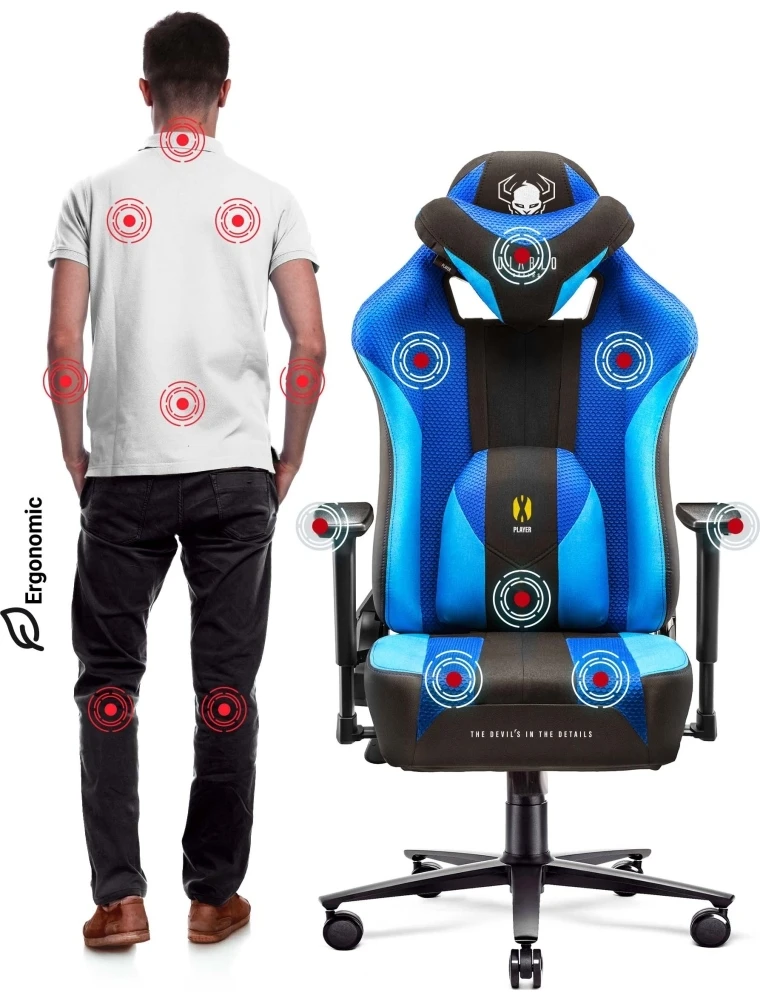 Diablo Chairs Diablo X-Player 2.0 King Size Frost - juodas ergonominė kėdė