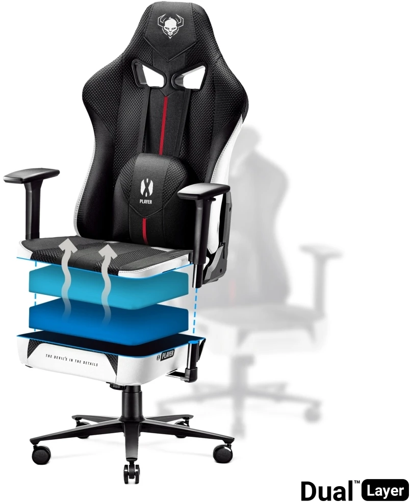 Žaidimų kėdė Diablo X-Player 2.0, spalva: juoda/balta, dydis: normalus