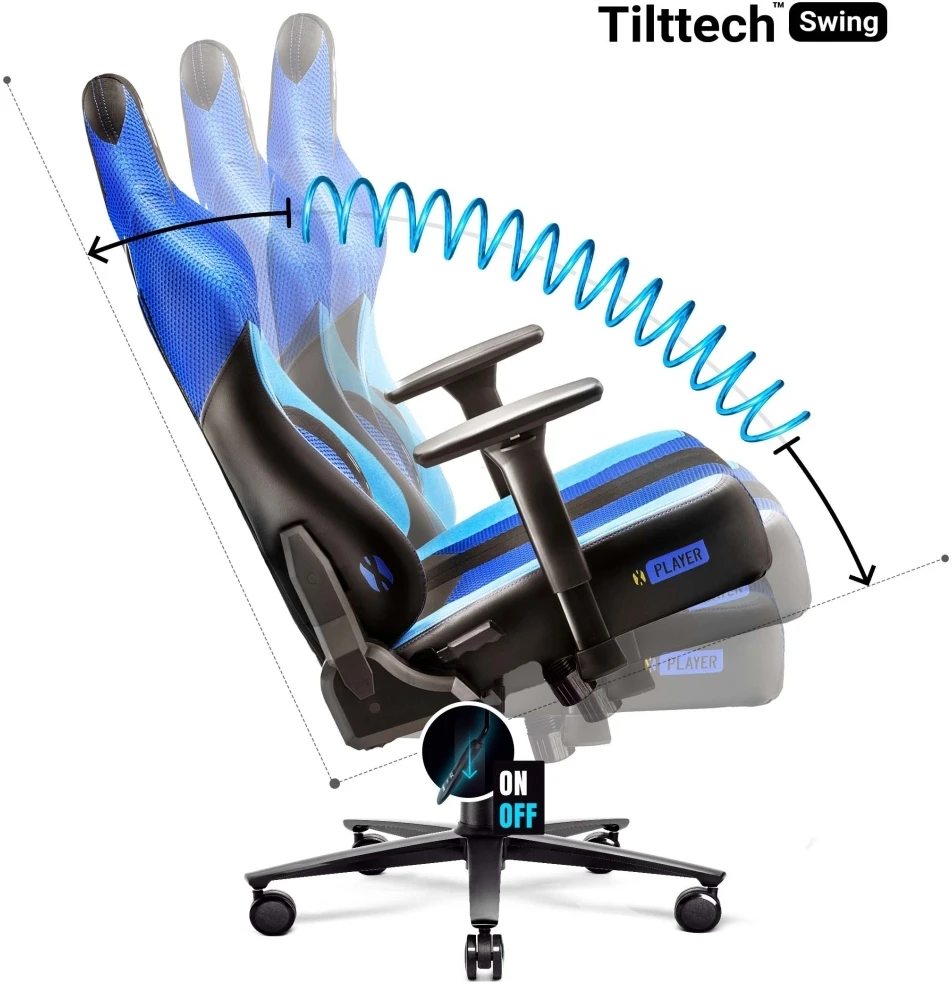 Diablo Chairs Diablo X-Player 2.0 King Size Frost - juodas ergonominė kėdė