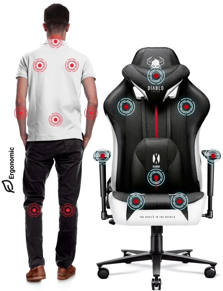 Žaidimų kėdė Diablo X-Player 2.0, spalva: juoda/balta, dydis: normalus