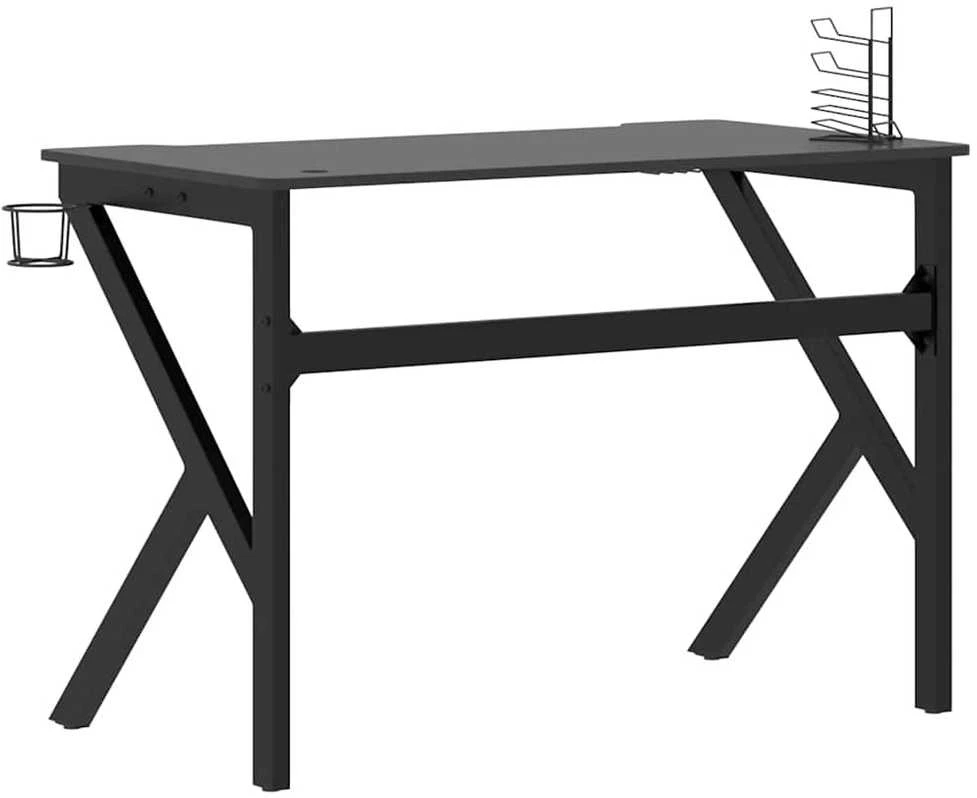 Žaidimų stalas su K formos kojelėmis, juodas, 110x60x75cm