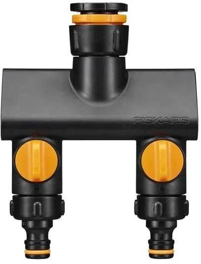 Fiskars Comfort čiaupo jungtis su dviem žarnų pajungimais On/ff