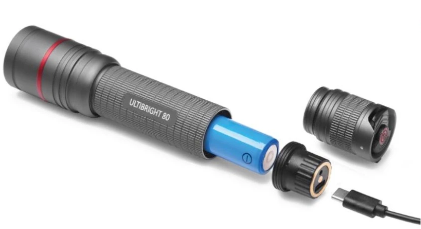 Žibintuvėlis, atsparus drėgmei IP65, ULTIBRIGHT 80, CREE LED, 600lm, įkraunamas 2600mA, EMOS