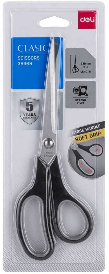 Žirklės DELI 38369, 23cm, Soft Touch, įvairių spalvų