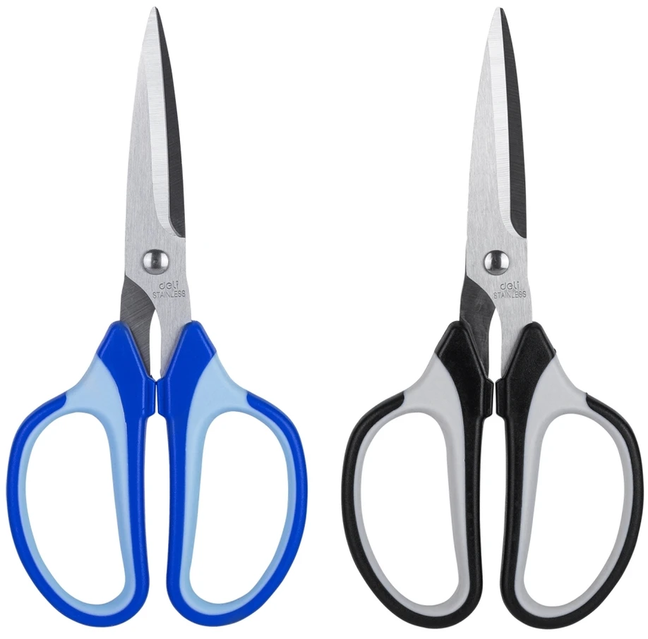 Žirklės DELI 6001 19cm soft touch, juodos