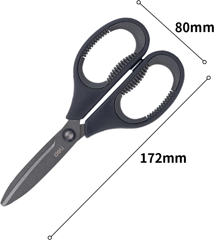 Žirklės DELI 77754 17cm soft touch, pilkos spalvos