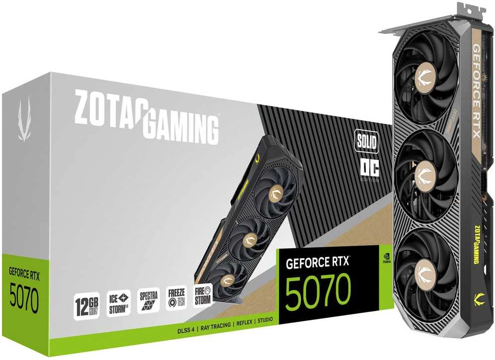 Vaizdo plokštė Zotac GAMING GeForce RTX 5070 SOLID OC NVIDIA 12 GB GDDR7