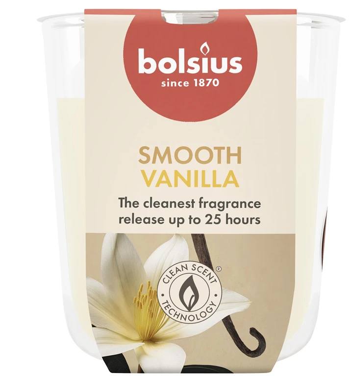 Žvakė, aromatinė Bolsius Smooth Vanilla, 25 h, Gelsva