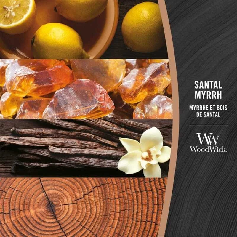 WoodWick Aromatinė žvakė (Santal Myrrh), 85 g