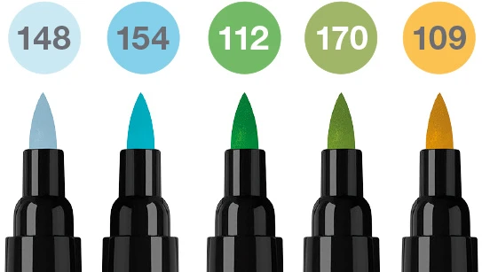 Žymekliai Faber-Castell Pitt Artist Pen, Animaals dvipusiai, 5 spalvų