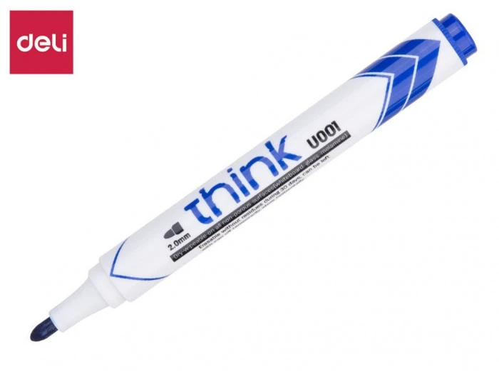 Žymeklis baltai lentai Deli U00130, mėlynas, apvalus galiukas 2 mm