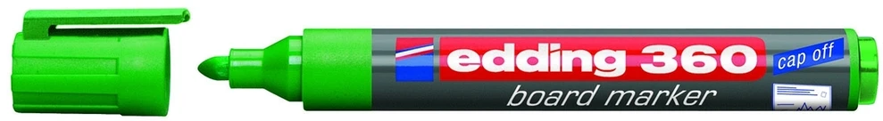 Žymeklis baltai lentai Edding 360, apvaliu galiuku, 1,5-3mm, žalios spalvos