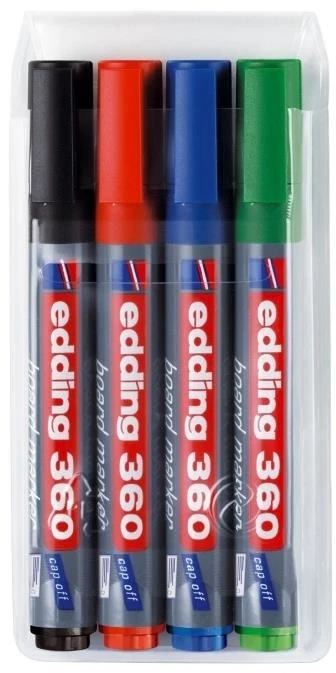 Žymeklių baltai lentai rinkinys Edding 360, 1.5-3mm, apvaliu galiuku, 4 spalvos