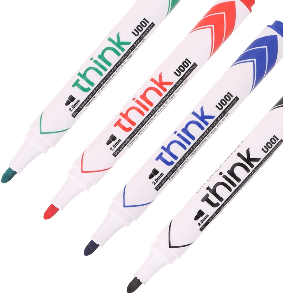 Žymeklių rinkinys baltai lentai Deli U00101, 4 spalvos, apvalus galiukas, 2mm