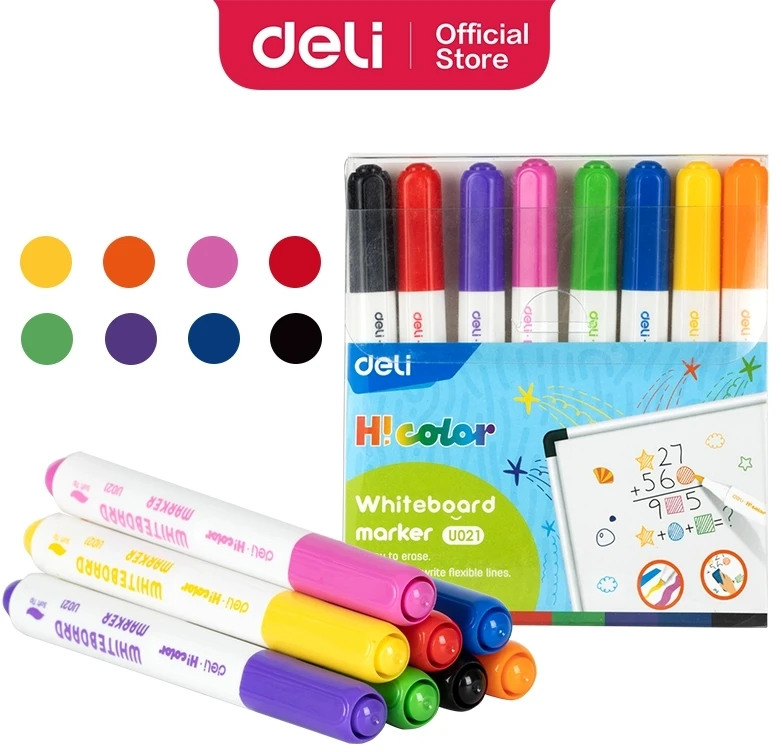 Žymeklių rinkinys baltai lentai Deli U021, 8 spalvų, skirtas vaikams