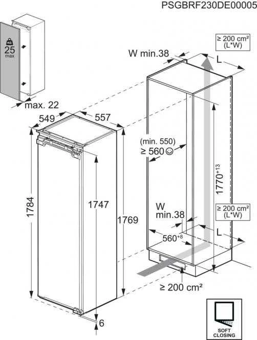 177 cm įmontuojamas šaldiklis AEG TB7NA181EC