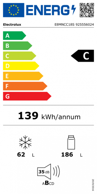 177 cm įmontuojamas šaldytuvas su šaldikliu Electrolux E8MNCC18S