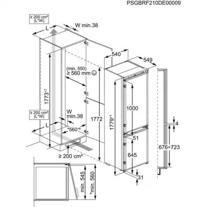 178 cm. įmontuojamas šaldytuvas su šaldikliu Electrolux LNA7NE18S