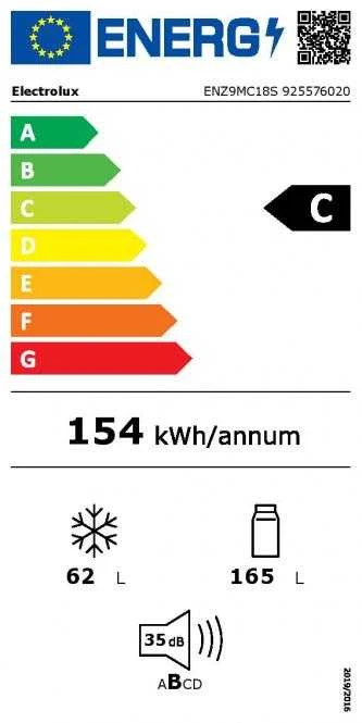 178 cm. įmontuojamas šaldytuvas su šaldikliu Electrolux ENZ9MC18S