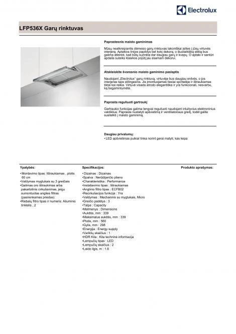 Gartraukis Electrolux LFP536X (Pažeista pakuotė)