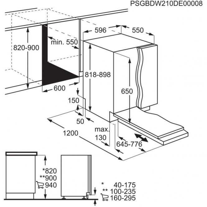60 cm. pločio įmontuojama indaplovė Electrolux E62LB100S