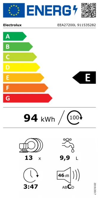 60 cm. pločio įmontuojama indaplovė Electrolux EEA27200L