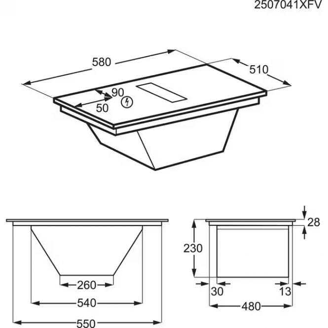 60 cm pločio indukcinė kaitlentė su integruotu gartraukiu Electrolux ECC63410CB