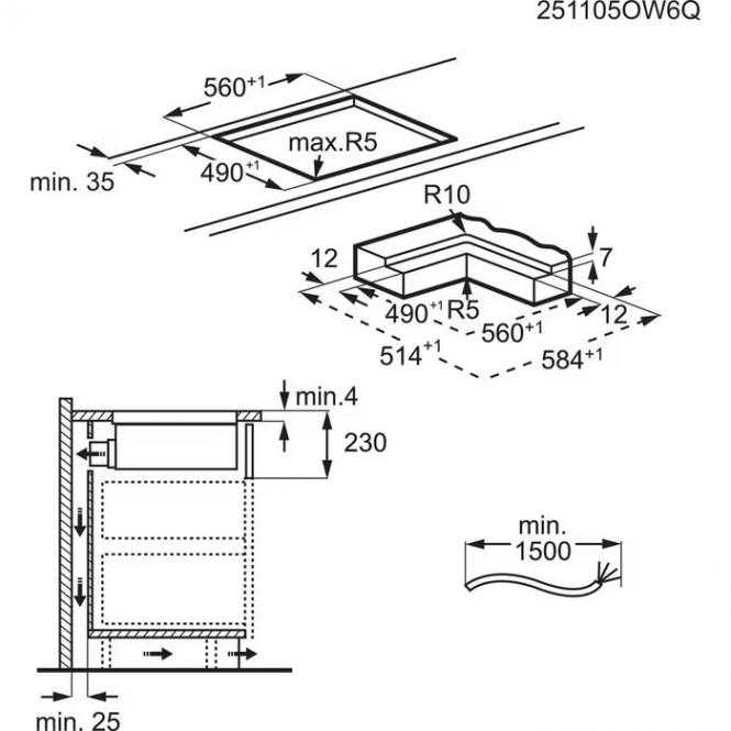 60 cm pločio indukcinė kaitlentė su integruotu gartraukiu Electrolux ECC63410CB