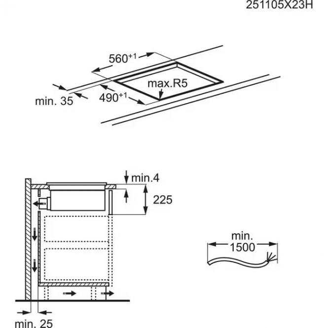 60 cm pločio SaphirMatt indukcinė kaitlentė su integruotu gartraukiu Electrolux ECC63410CT
