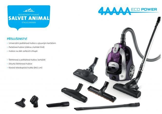 AAAA klasių cikloninis dulkių siurblys ETA151390000 Salvet Animal