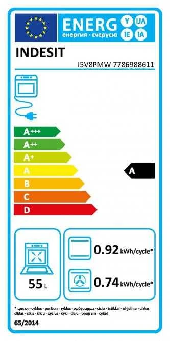 Viryklė INDESIT Cooker | I5V8PMW | Hob type Ceramic | Oven type Electric | Baltas | Plotis 50 cm | Gylis 60 cm | 55 L