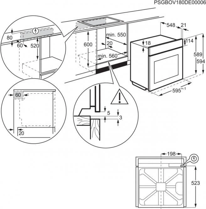 Įm.72 litrų garinė juodos spalvos orkaitė Electrolux EOC8P39WZ