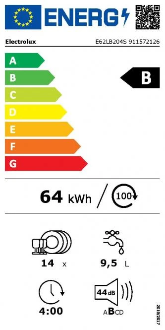 Įmontuojama indaplovė 60 cm Electrolux E62LB204S